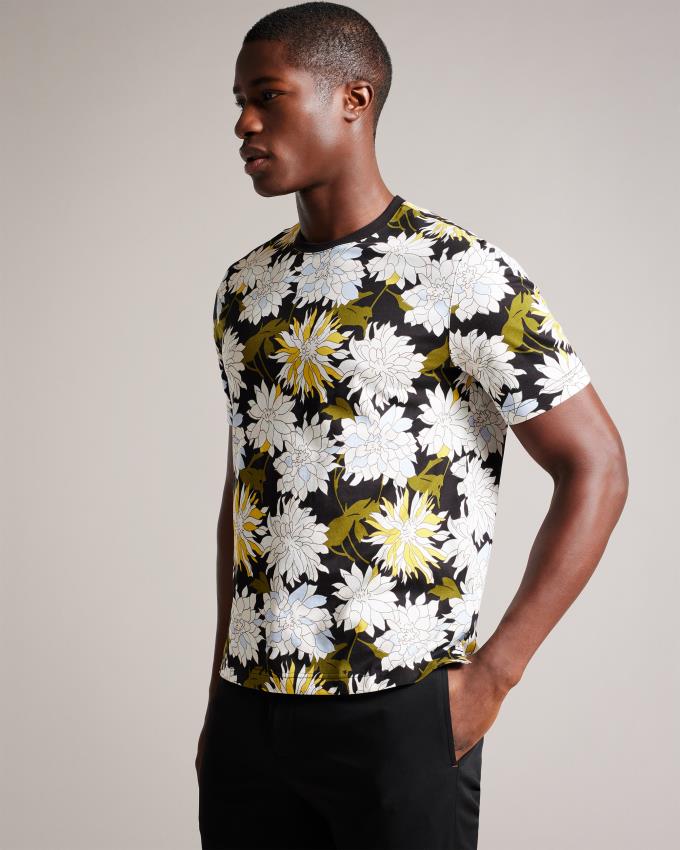 T-Shirt Ted Baker Short Sleeve Floral Print Multicolore Homme | XXU-43391087